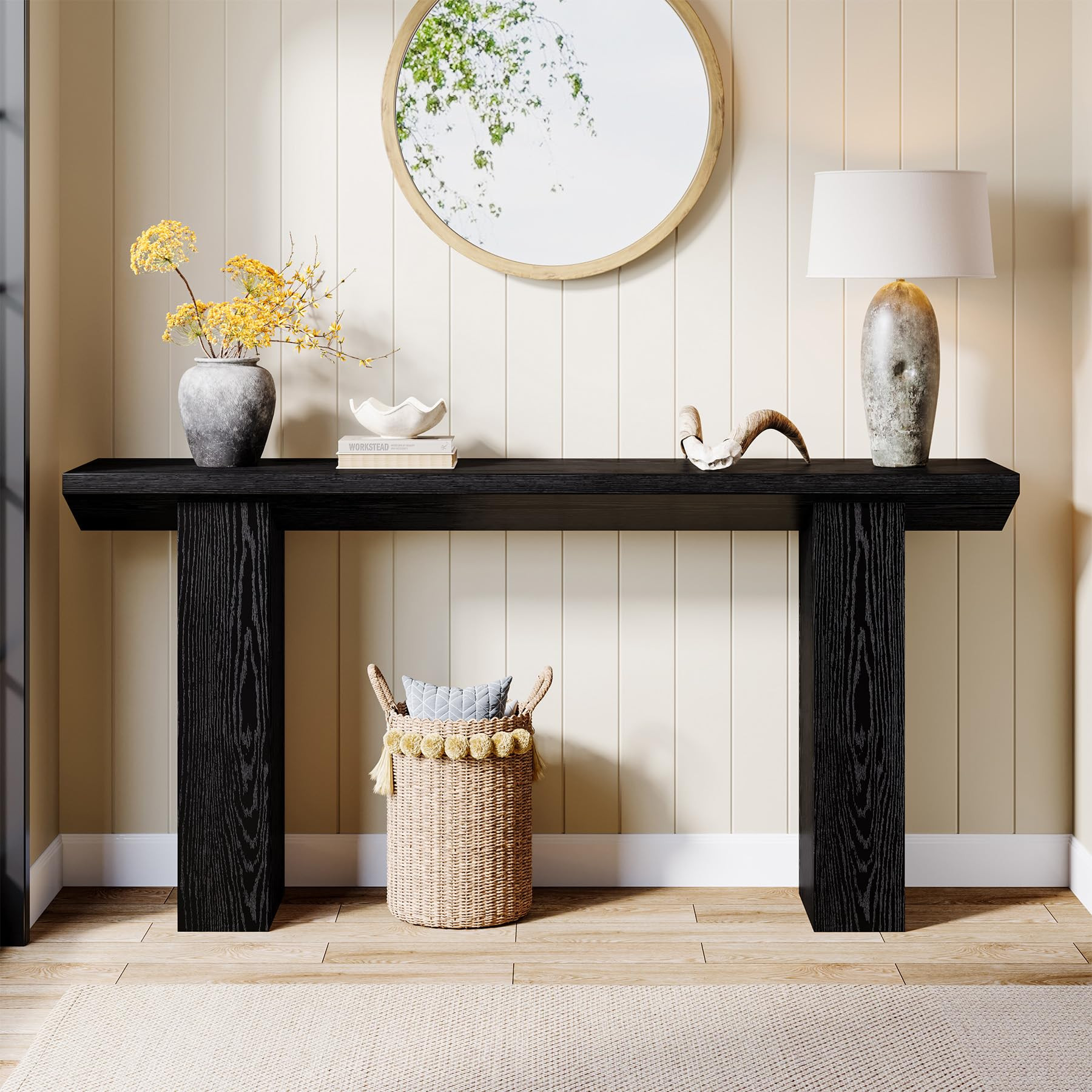 Tribesigns 62.99-Inch Long Entryway Console Table, Farmhouse Wooden Narrow Behind Couch Table for... | Amazon (US)