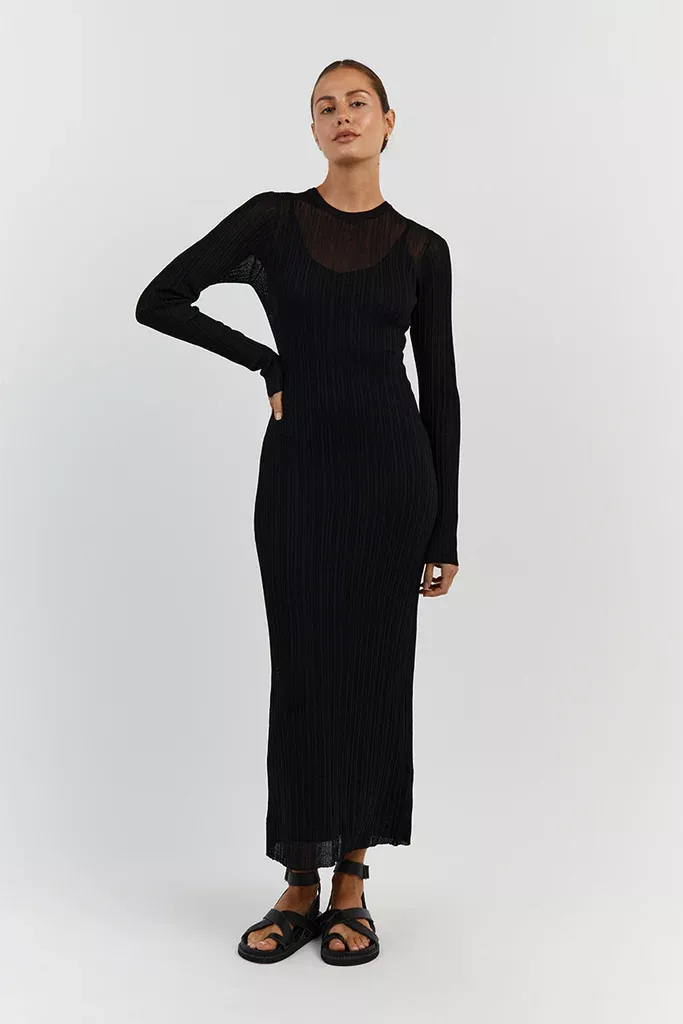 HARPER BLACK LONG SLEEVE KNIT DRESS curated on LTK