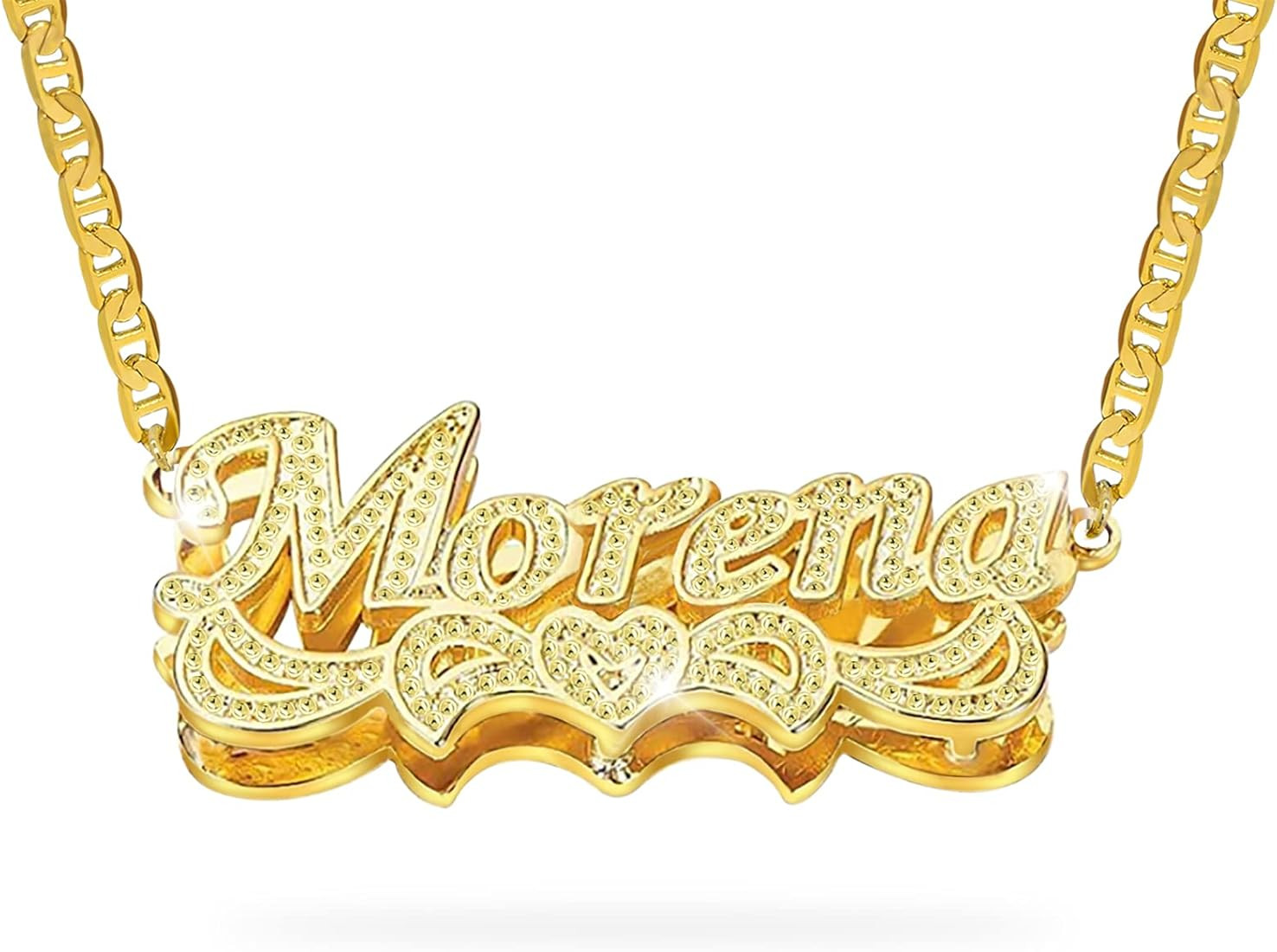 BAUMA AUTO Double Plated Name Necklace Personalized Custom Nameplate Pendant Necklace Personalize... | Amazon (US)