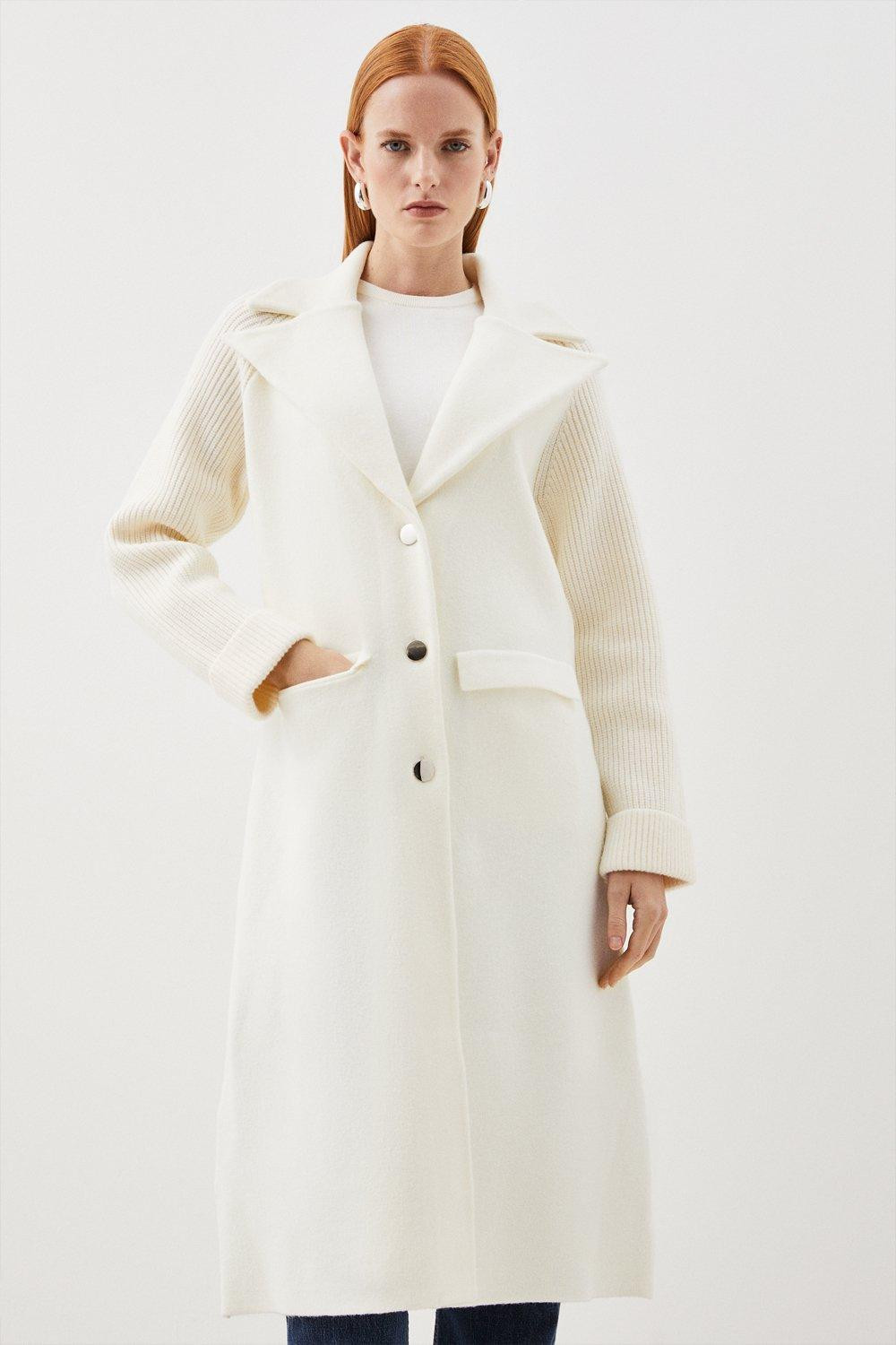 Compact Wool Blend Knit Sleeve Coat | Karen Millen UK + IE + DE + NL