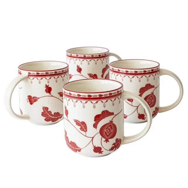 Sofia Home Red Set of 4 Stoneware Mugs | Walmart (US)