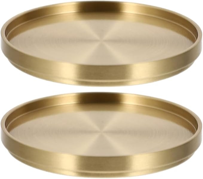 Kichvoe Set of 2 Brass Coasters for Desk and Tea Cups 2.56 Inch Heat-Resistant Gold Tea Mat Holde... | Amazon (US)