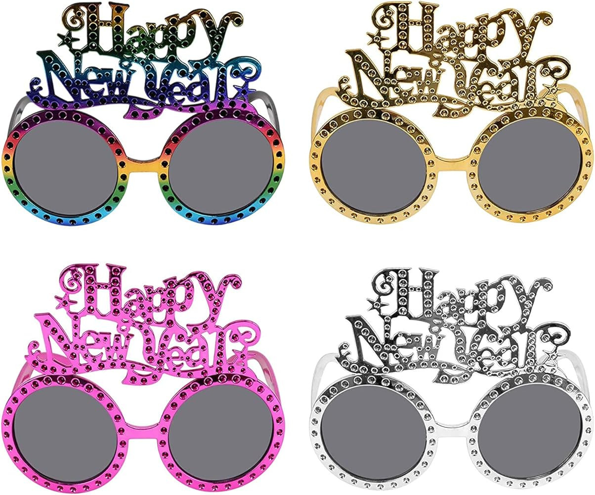4 Pack Happy New Year Eyeglasses Fancy New Year Party Glasses Funny Sunglasses Eyewear | Amazon (US)