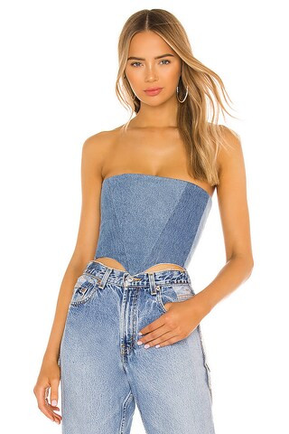 SAMI MIRO VINTAGE Corset Top in Denim from Revolve.com | Revolve Clothing (Global)