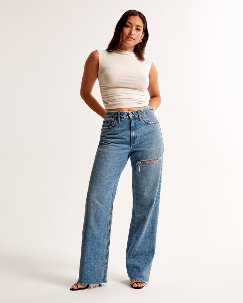 Women's Curve Love High Rise Loose Jean | Women's Bottoms | Abercrombie.com | Abercrombie & Fitch (US)
