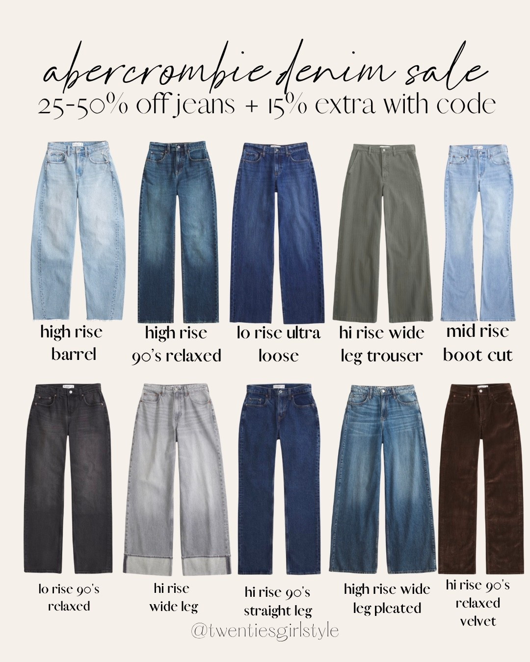 Abercrombie denim sale 25-50% off + 15% additional stackable with code DENIMAF

#LTKootd #LTKSaleAlert #LTKmomlife