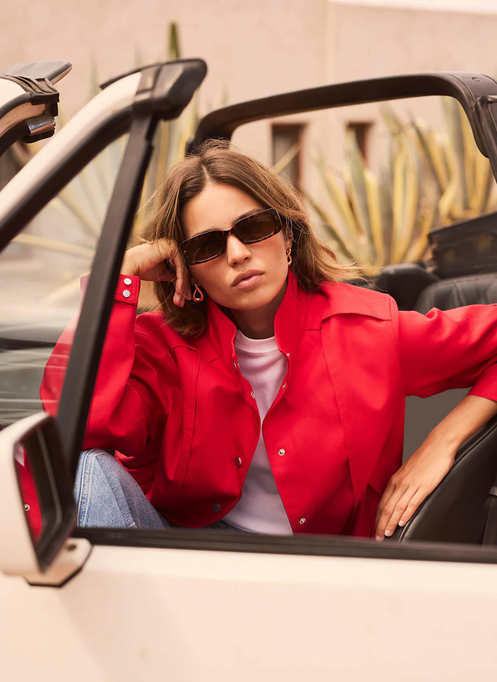 Red Funnel Neck Bomber Jacket | Mint Velvet - US