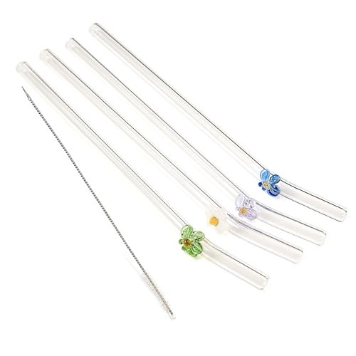 Reusable Glass Straws | 8.2'' X 8mm with Cleaning Brush | Perfect for Smoothies, Milkshakes, Juices,Teas and Other Cold/Hot Beverages | Amazon (US)