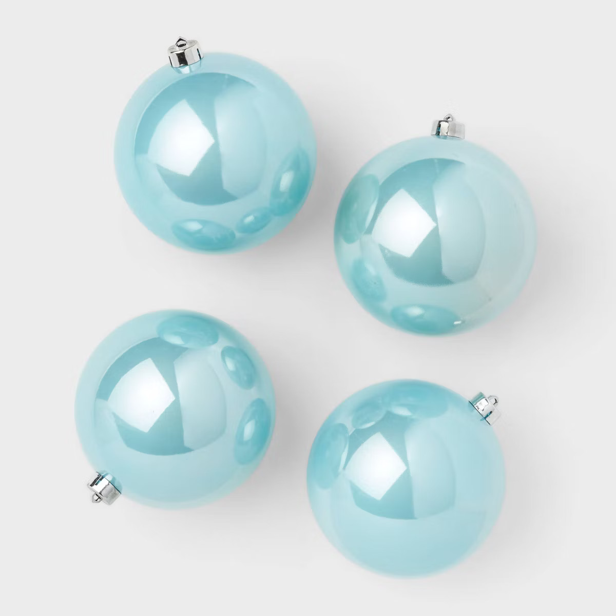 4pc Shatter-Resistant Opal Round Christmas Tree Ornament Set Light Blue - Wondershop™ | Target