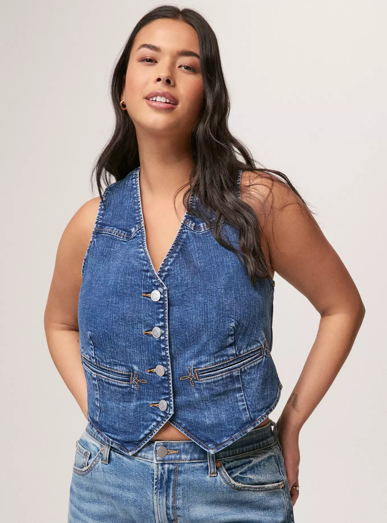 Festi Embroidered Denim Vest | Torrid (US & Canada)