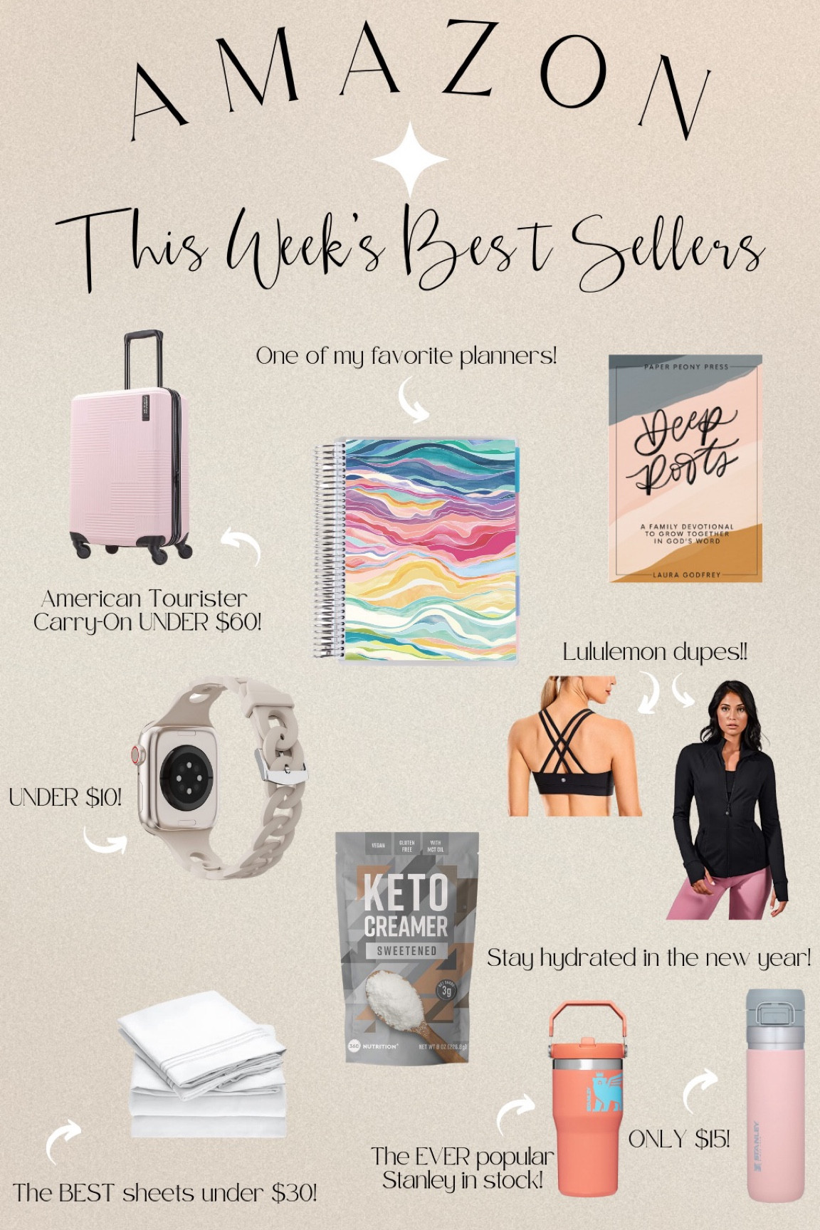 Amazon finds // NYE // New Years Eve // luggage // planner // Lululemon dupe // workout attire // water bottle // Stanley tumblers 

#LTKfit #LTKtravel #LTKhome