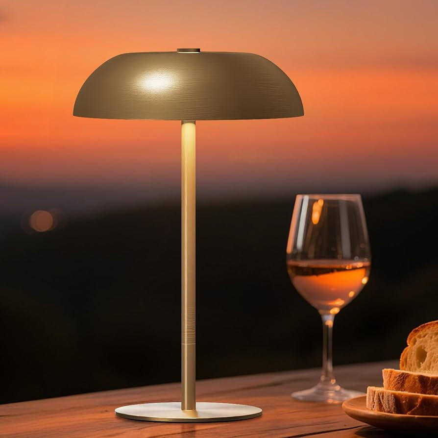 Gold Cordless Table Lamp – Rechargeable Touch Lamp with 3-Color Dimming & Adjustable Height，B... | Amazon (US)