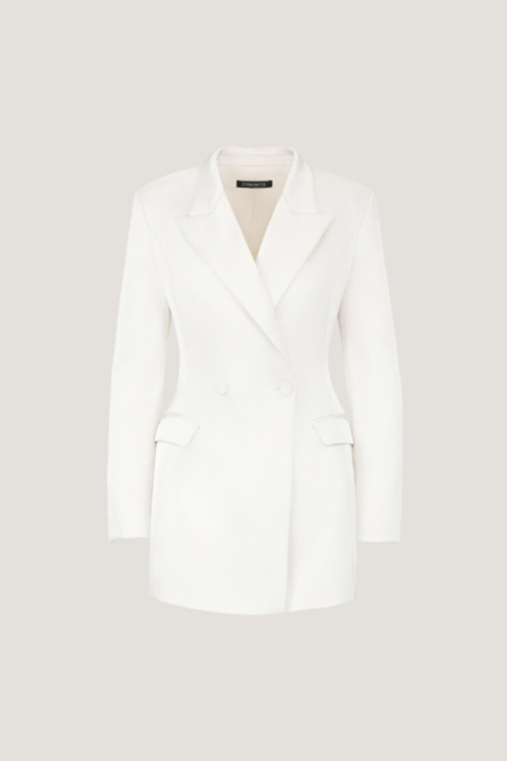 Chrishelle Satin Blazer Romper Mini Dress | Dynamite Clothing