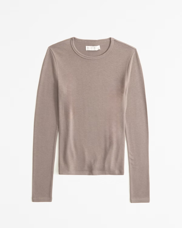 Long-Sleeve Cozy Cloud Knit Tuckable Crew Top | Abercrombie & Fitch (US)