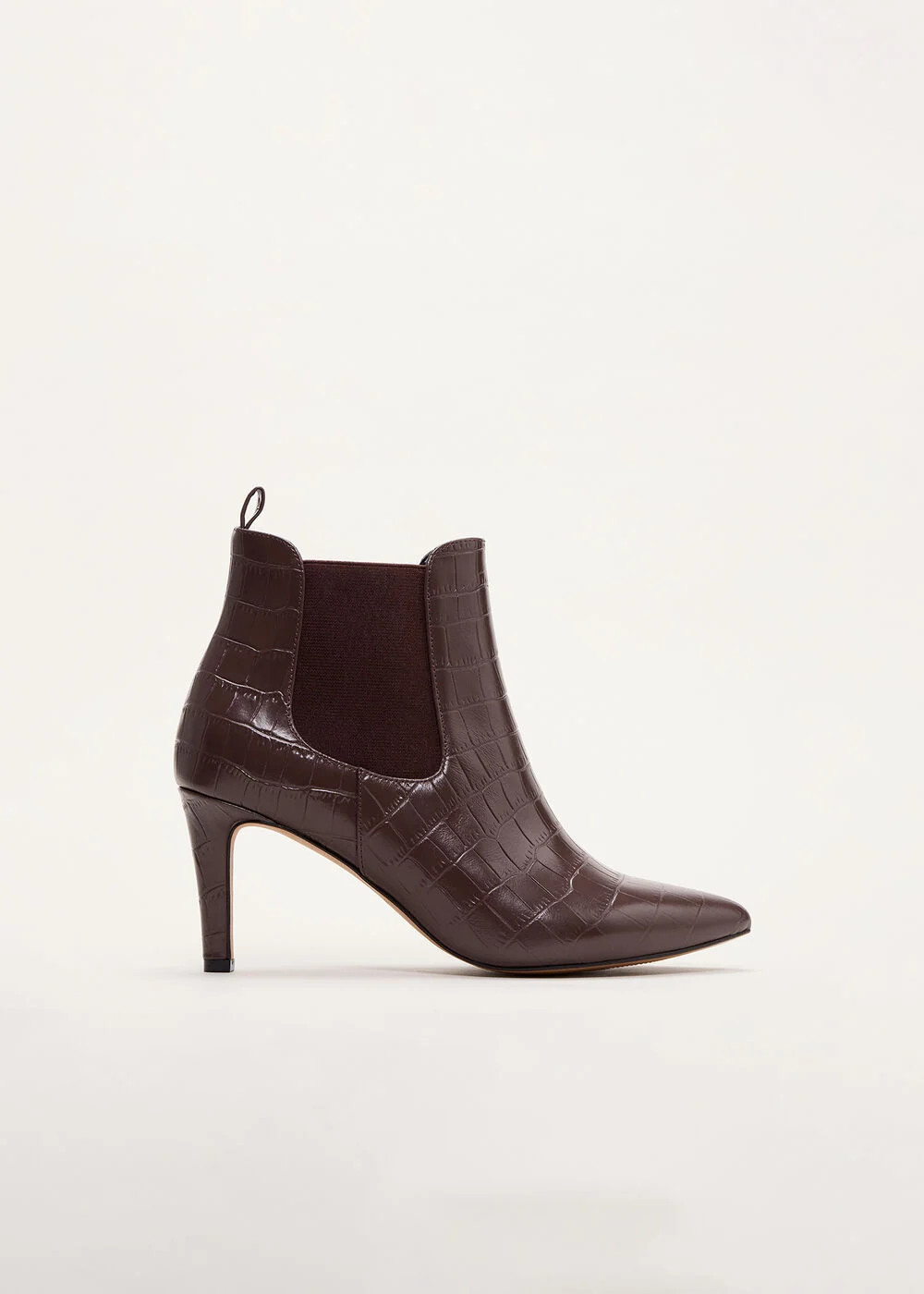 Leather Textured Heeled Ankle Boot | Phase Eight