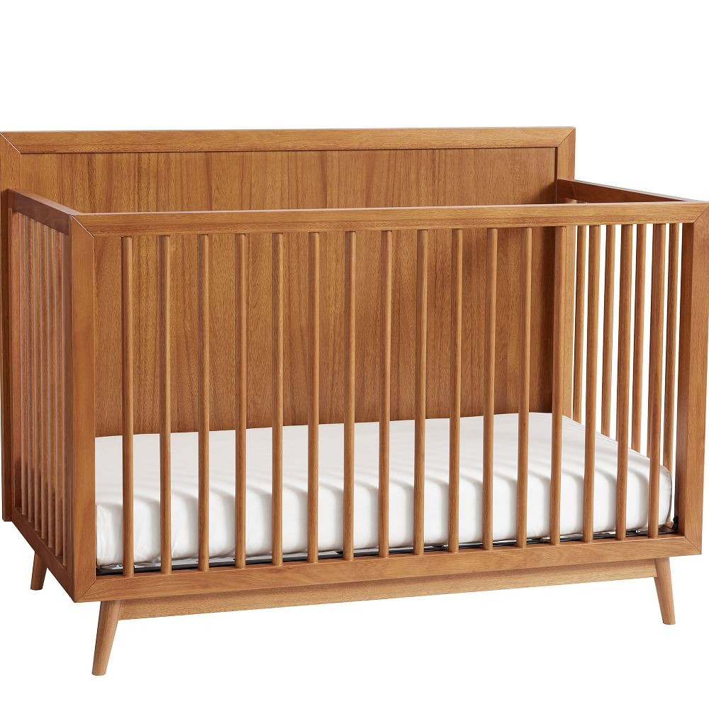 Mid-Century Crib 4 In 1 Full Bed, Pebble, WE Kids | West Elm (US)