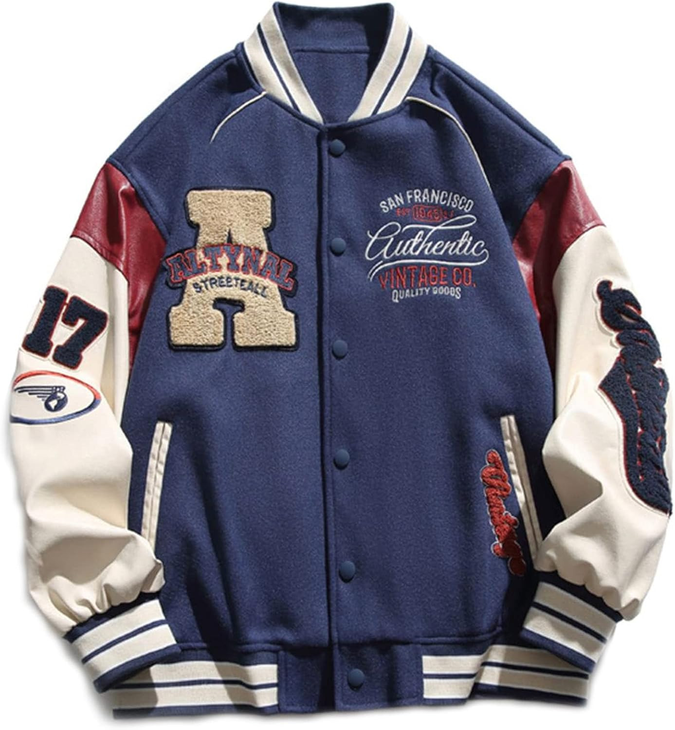 Vamtac Mens Varsity Jacket Vintage Streetwear Letterman Jackets Graphic Bomber Baseball Jacket Un... | Amazon (US)