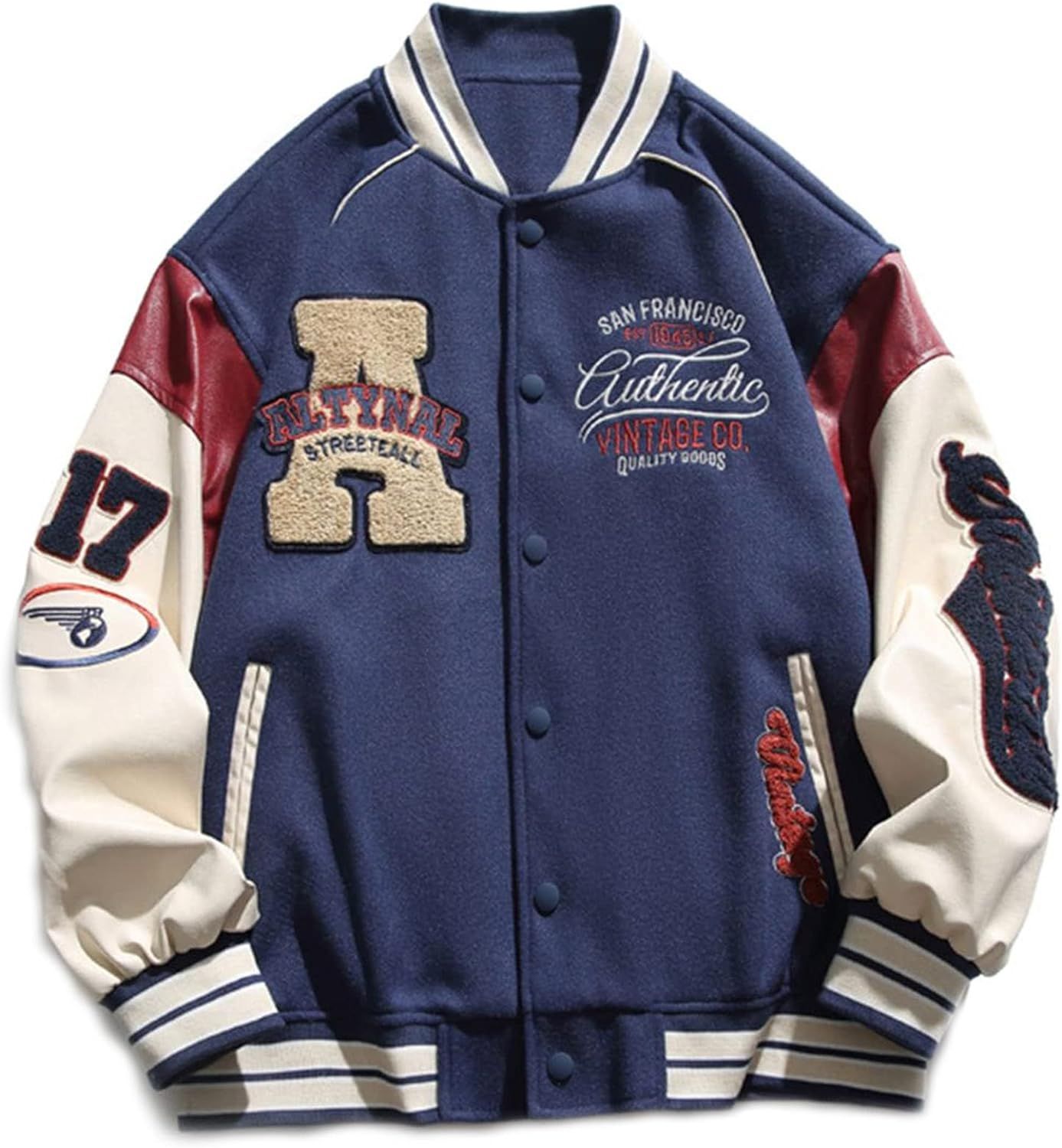 Vamtac Mens Varsity Jacket Vintage Streetwear Letterman Jackets Graphic Bomber Baseball Jacket Un... | Amazon (US)