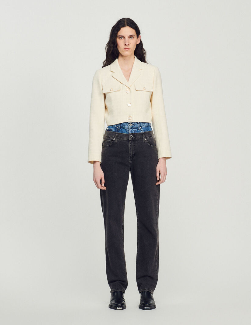 Cropped tweed button-up jacket | Sandro-Paris US