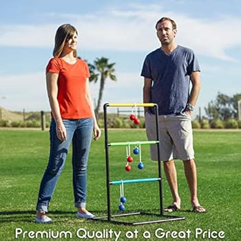 GoSports Pro Grade Ladder Toss Indoor/Outdoor Game Set with 6 Soft Rubber Bolo Balls, Travel Carr... | Amazon (US)