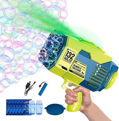 Upgraded Bazooka Bubble Machine,132 Holes Bubble Gun Toy for Kids Adults with Colorful Lights,Sum... | Amazon (US)
