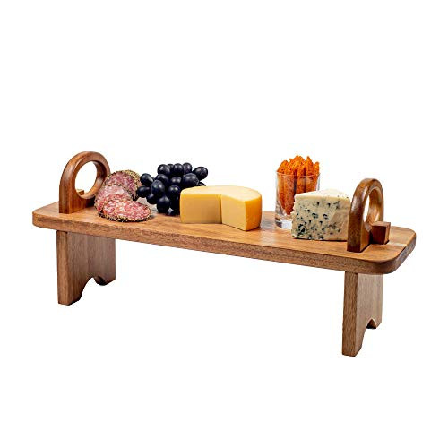 SPEShh Acacia Wooden Serving Board on Stand – Raised Wood Serving Trays Platter – Elegant Home Kitch | Amazon (US)