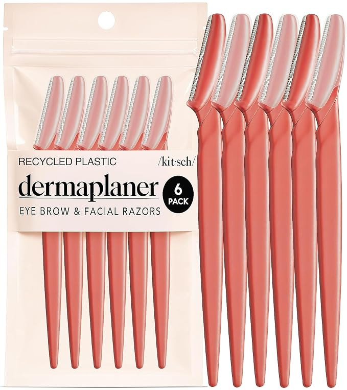 Kitsch Dermaplane Razor for Women Face – Coral, 6 pcs | Face Razors for Women & Men, Eyebrow Ra... | Amazon (US)
