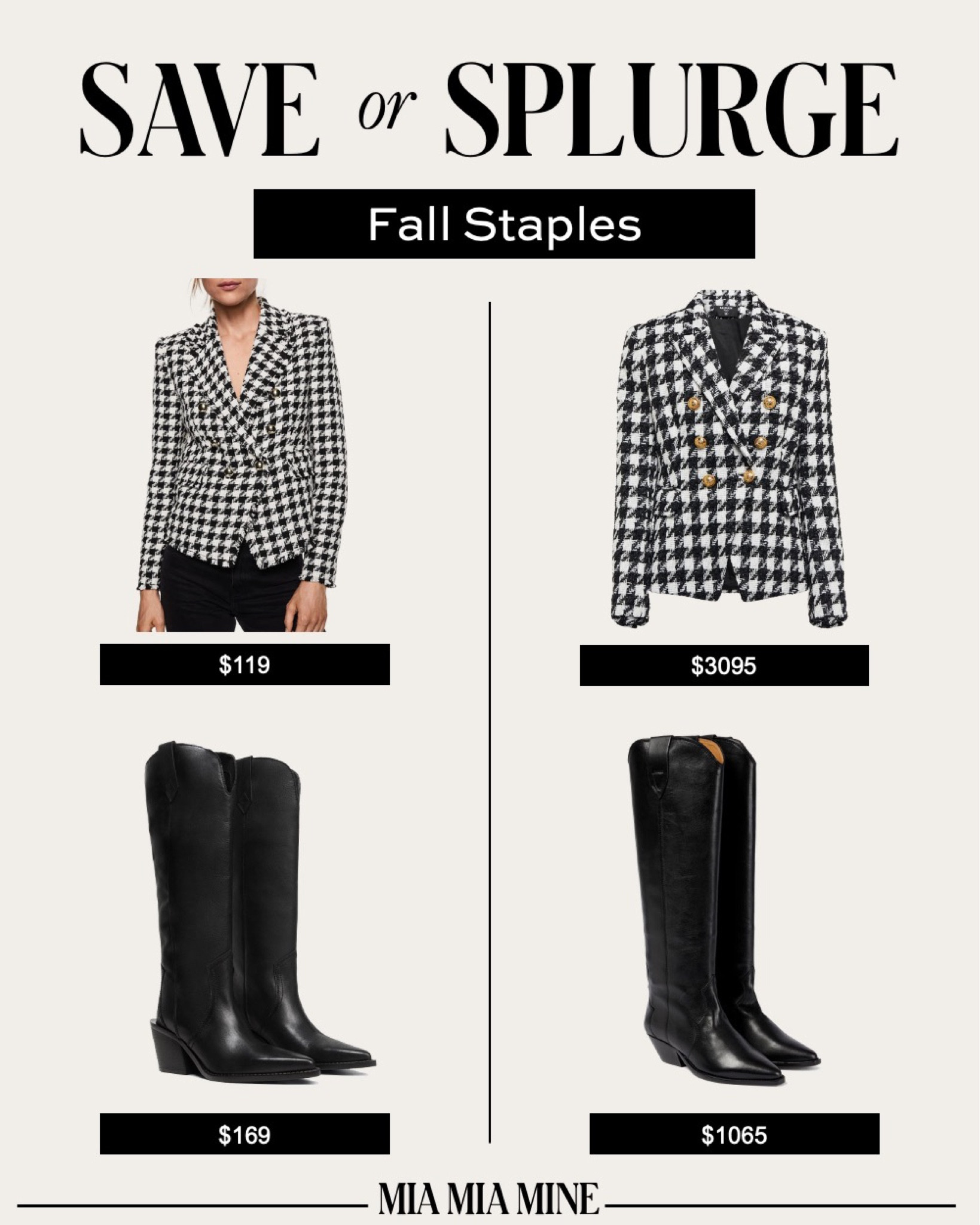 Designer looks for less
Mango houndstooth blazer
Balmain houndstooth blazer
Isabel marant cowboy boots 
Mango cowboy boots 

#LTKsalealert #LTKSeasonal #LTKshoecrush