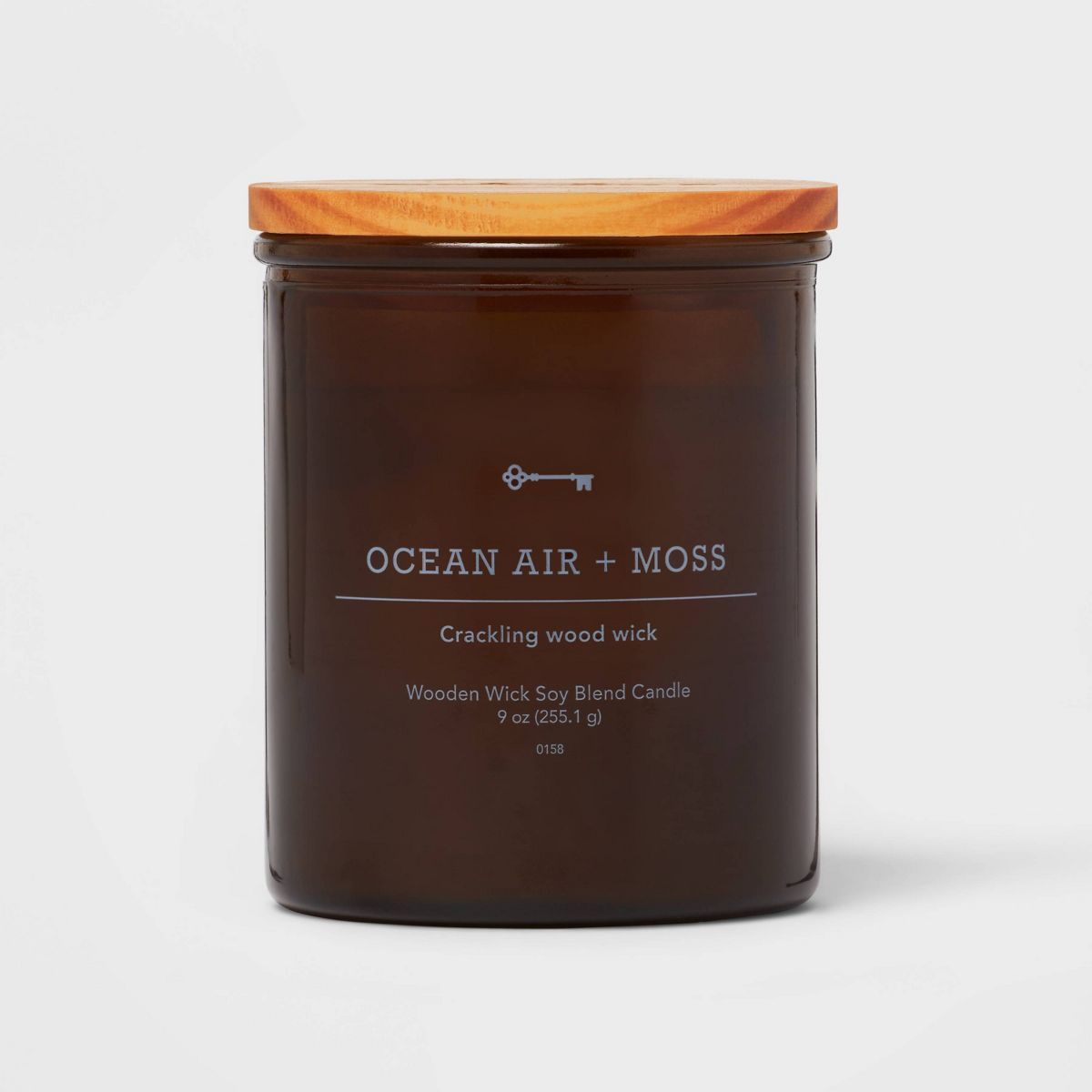 Amber Glass Ocean Air and Moss Lidded Wooden Wick Jar Candle 9oz - Threshold™ | Target