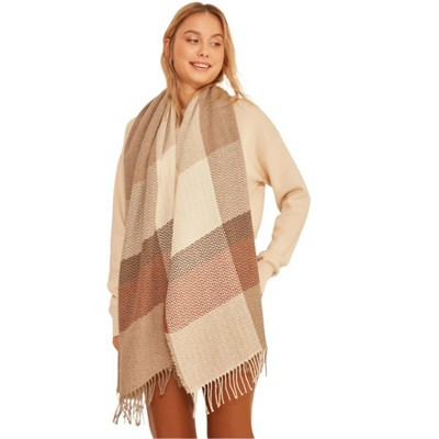 Wear Sierra Women's Herringbone Patterned Scarf - Thick Shoulder Shawl, Perfect Winter Accessory Camel Brown 25 x 70 | Target