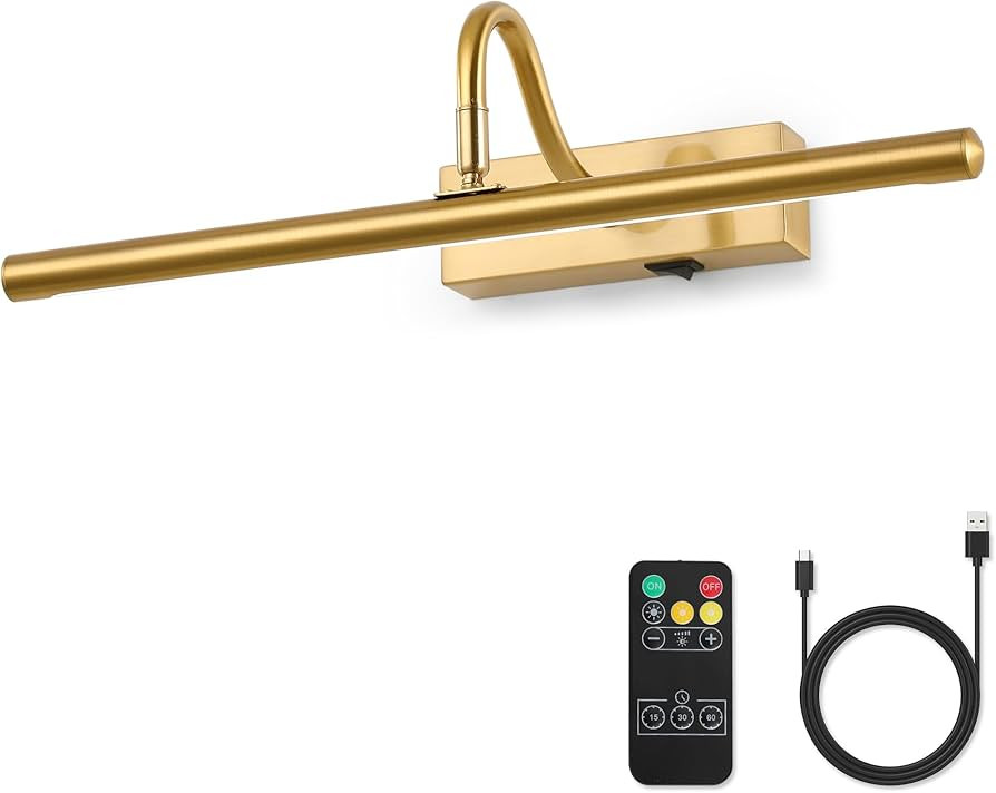 Modern Picture Light,15.75in Battery Operated Picture Lights for Paintings， Bronze Gold Wireles... | Amazon (US)