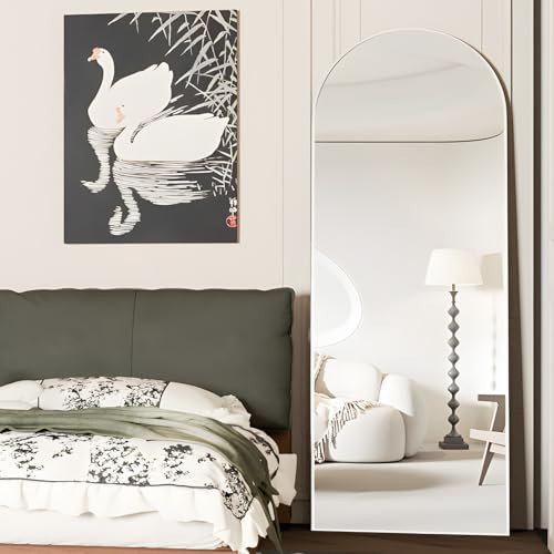 NEUWEABY Full Length Mirror 56"x16" Arch Floor Mirror with Stand Arched Mirrors Full Body Mirror Silver Standing Hanging or Leaning Against Wall for Bedroom Entry | Amazon (US)