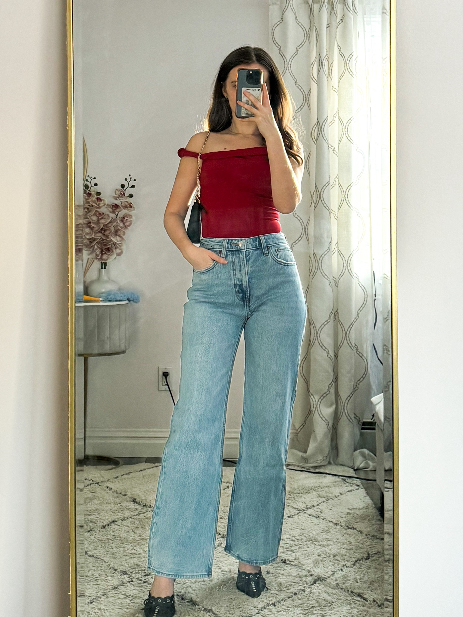 Casual chic for Valentine’s Day! This red off-the-shoulder top paired with light wash jeans, black kitten heels, and a sleek shoulder bag is perfect for a casual date, brunch, or Galentine’s celebration.
.
.
.
.
.
Winter outfits | Valentine’s Day outfit | date night outfits | date night tops | jeans outfits | jeans and top | jeans and heels | light jeans | straight jeans | cute tops | dressy tops | valentines day tops | going out tops | red tops | black heels | closed toe heels | black evening bag | 

#LTKSeasonal #LTKU #LTKSaleAlert #LTKGiftGuide #LTKWorkwear #LTKTravel #LTKShoeCrush #LTKItBag 

#LTKStyleTip #LTKFindsUnder100 #LTKFindsUnder50