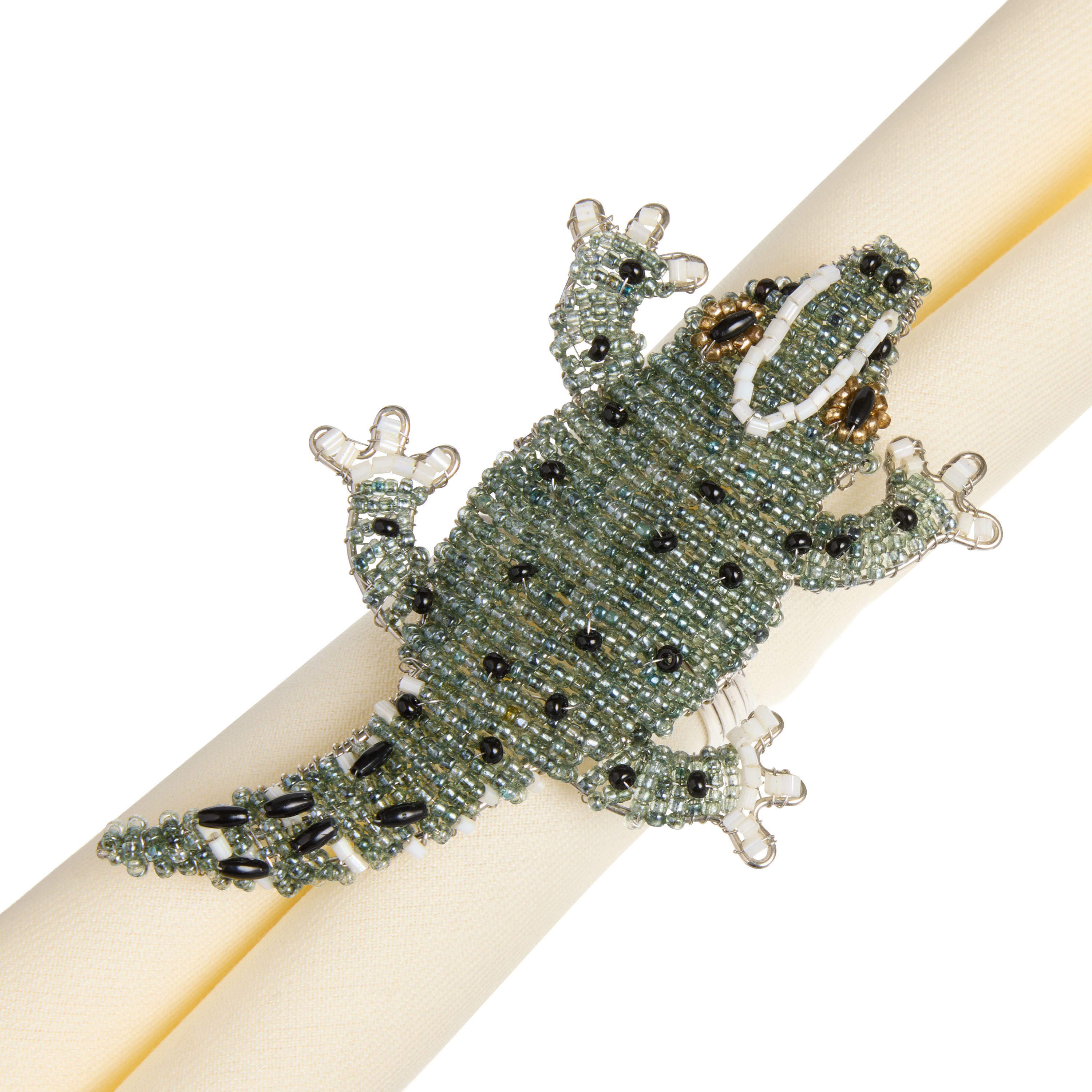 Green Crocodile Beaded Napkin Ring | World Market