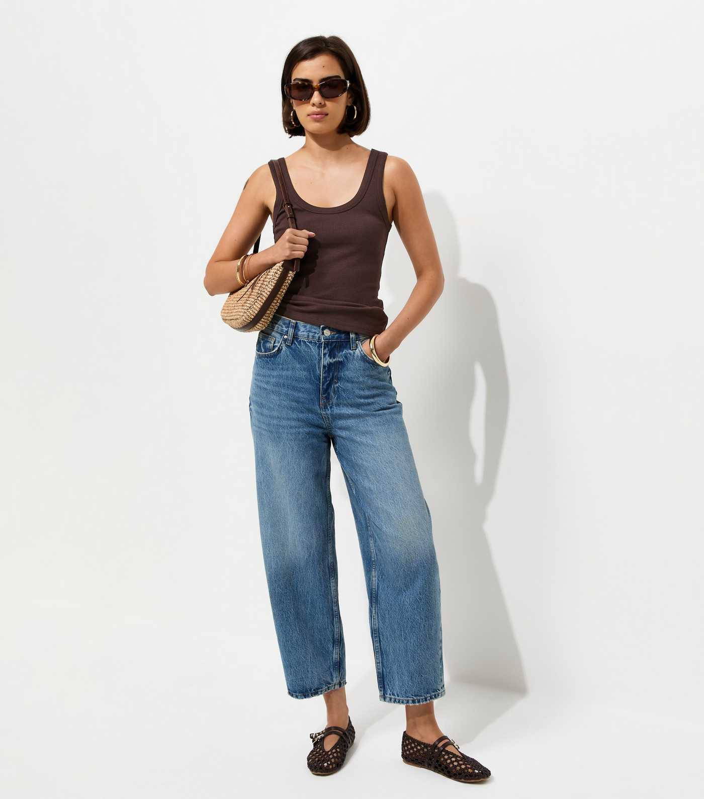 Dark Brown Cotton Rich Scoop Neck Vest Top | New Look | New Look (UK)