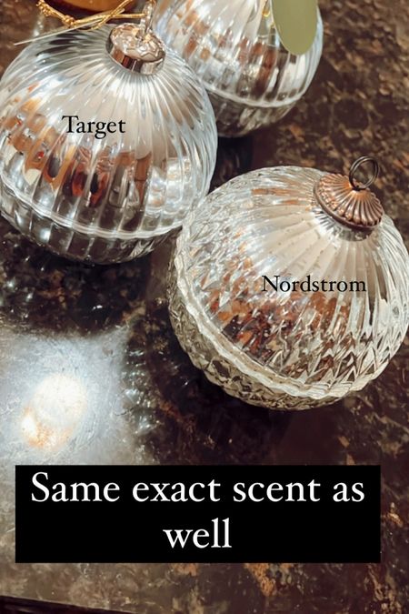 Nordstrom and target ornament candles! Almost identical. Target for $10. Nordstrom $32. Same exact scent. Smells like Christmas trees! Perfect gifts for Christmas! 

#LTKHoliday #LTKGiftGuide #LTKHolidaySale