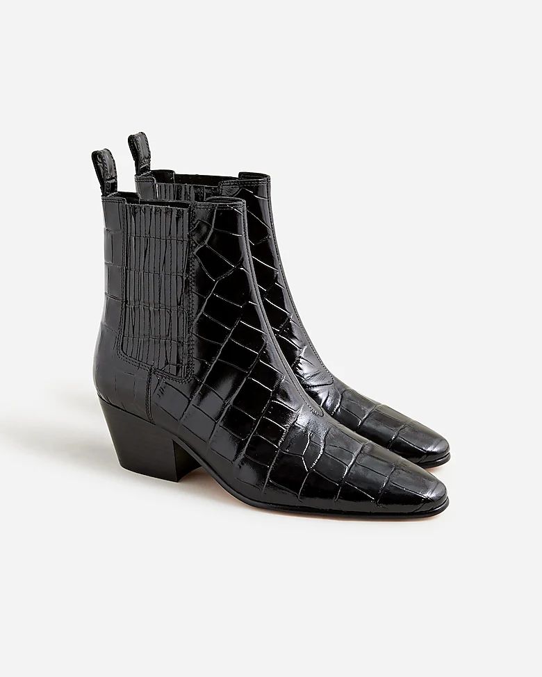 Piper ankle boots in Italian croc-embossed leather | J.Crew US