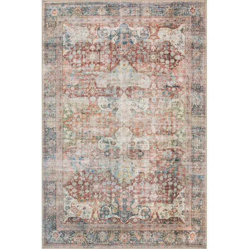 Ophelia & Co. Oriental Terracotta/Blue/Ivory Area Rug & Reviews | Wayfair | Wayfair North America