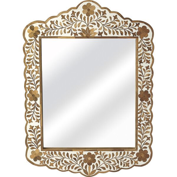 Vivienne Inlay Wall Mirror, Wood & Bone | Maisonette