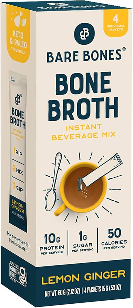 Bare Bones Bone Broth Instant Powdered Mix | Rich Savory Packets on-the-Go No Artificial Flavors ... | Amazon (US)