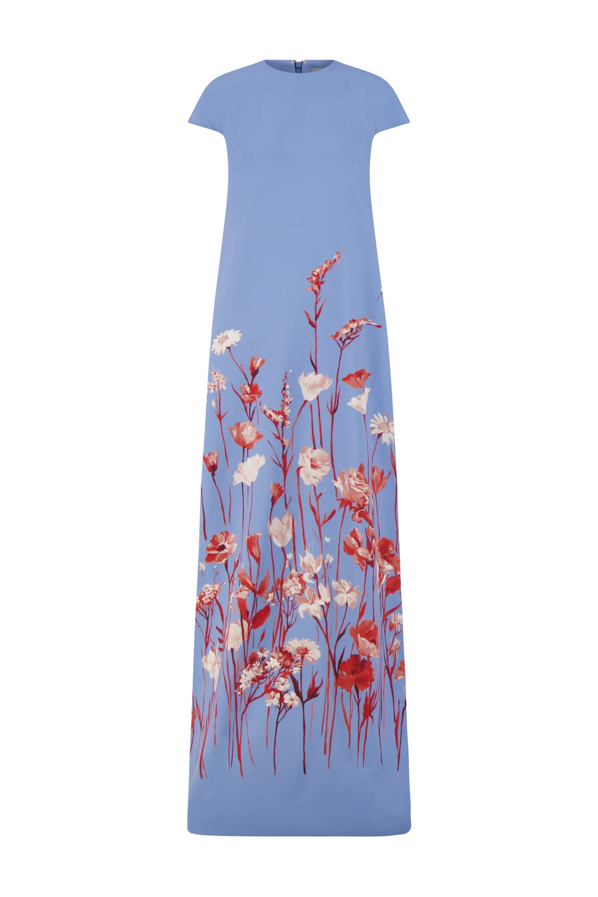 Floral Crepe Augusta Gown in Cornflower Multi | Over The Moon