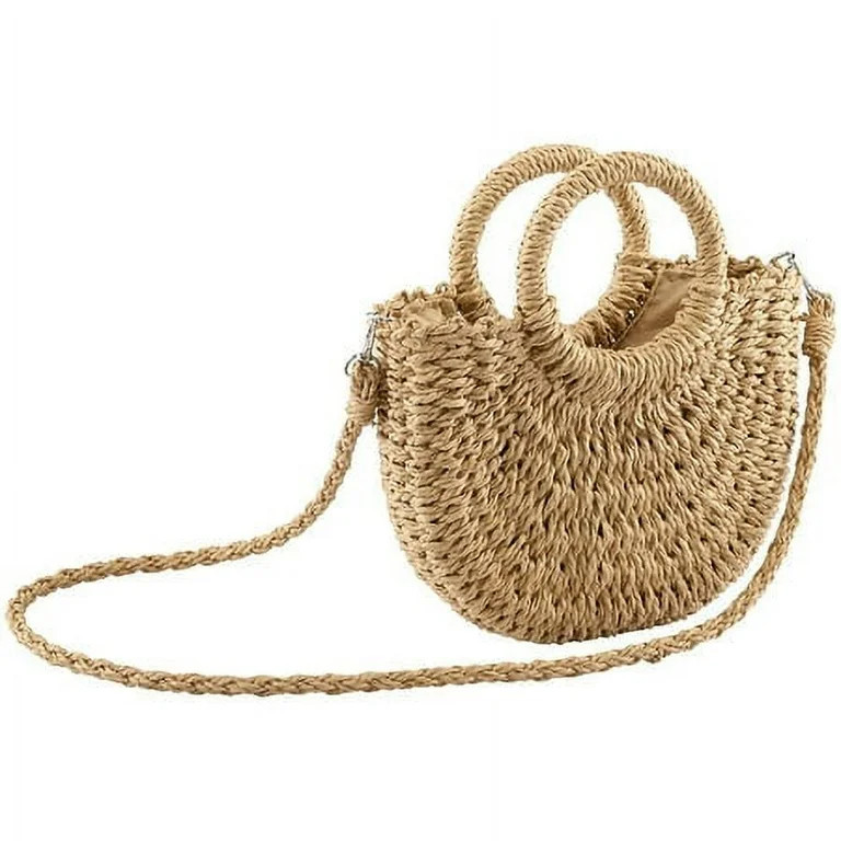 Women Straw Handbag Mini Summer Beach Rattan Tote Bag Crossbody Shoulder Top Handle Handbag Handm... | Walmart (US)