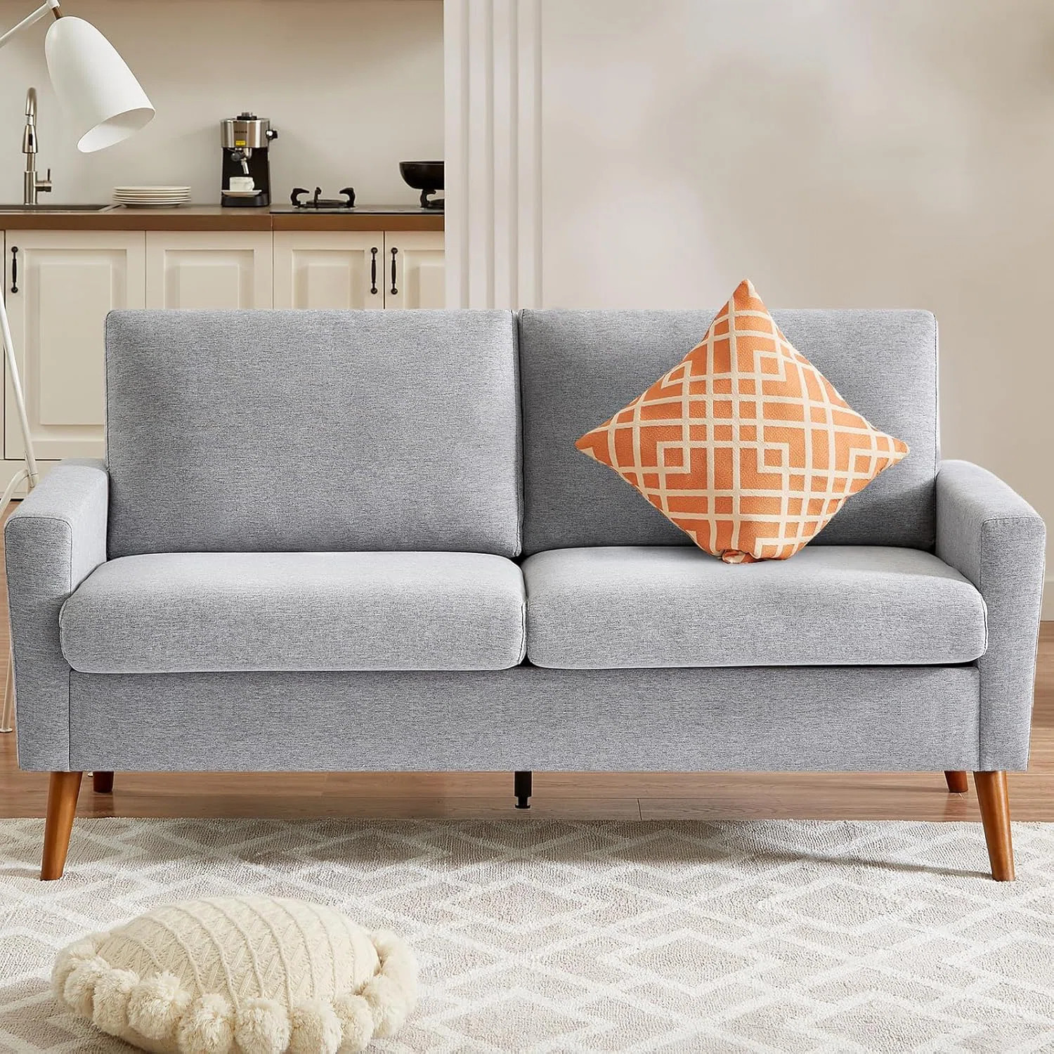 George Oliver Loveseat Sofa Mid Century Modern Small Couches For Small Spaces, Upholstered Small ... | Wayfair North America