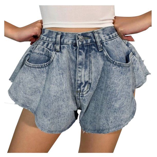 Mnycxen Womens Casual Jean Shorts Sexy Fashion Women Casual High Waist Leg Solid Jeans Button Sho... | Walmart (US)