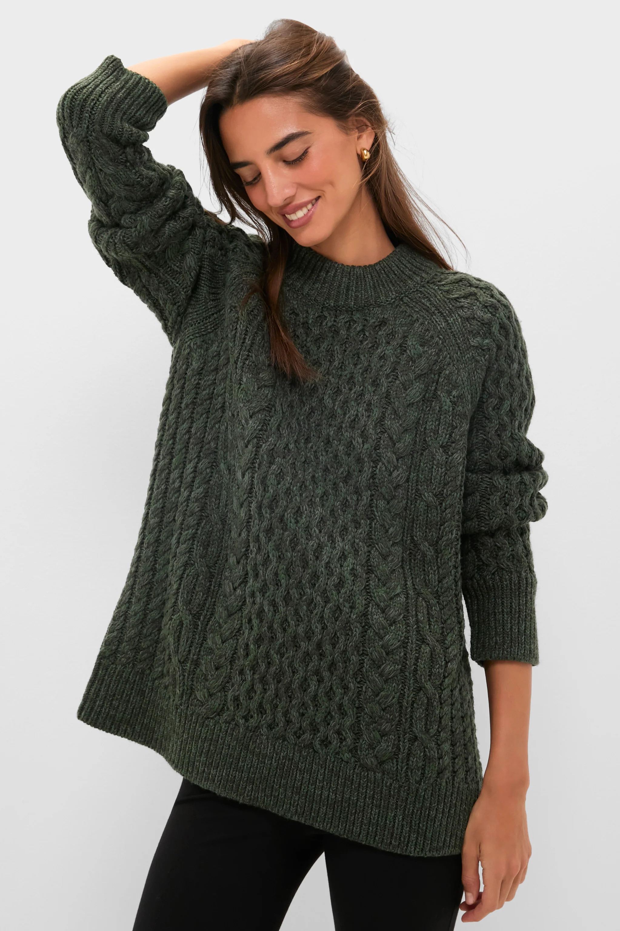 Hunter Green Galway Fisherman Sweater | Tuckernuck (US)