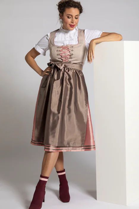 Paisley Jacquard Dirndl Apron Dress | Ulla Popken