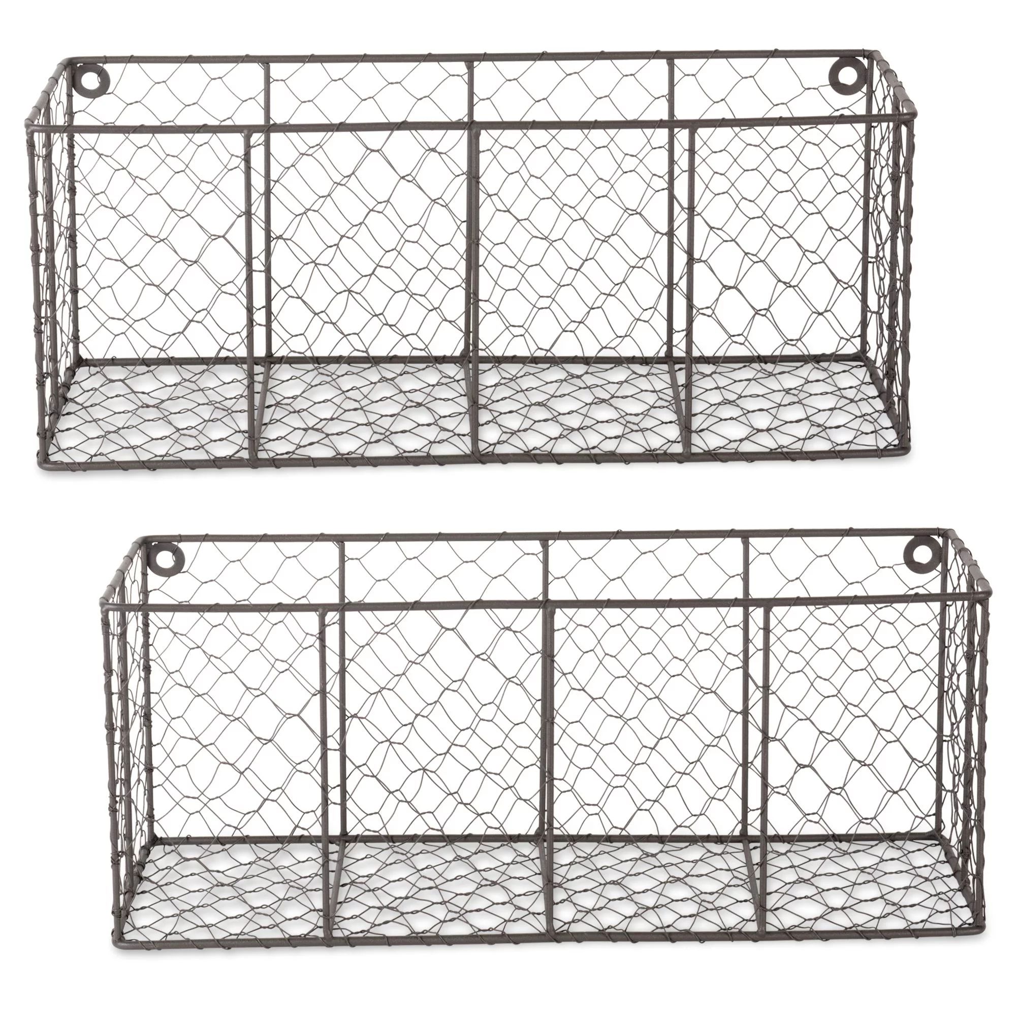 DII Farmhouse Vintage Chicken Wire Wall Basket, Set of 2 Large, Rustic Bronze | Walmart (US)