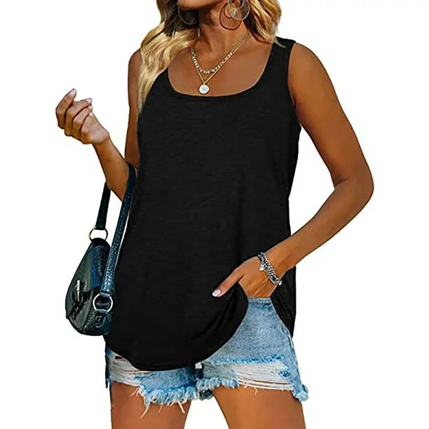 Fantaslook Summer Women Tank Tops U Neck Casual Flowy Sleeveless T-shirts - Walmart.com | Walmart (US)
