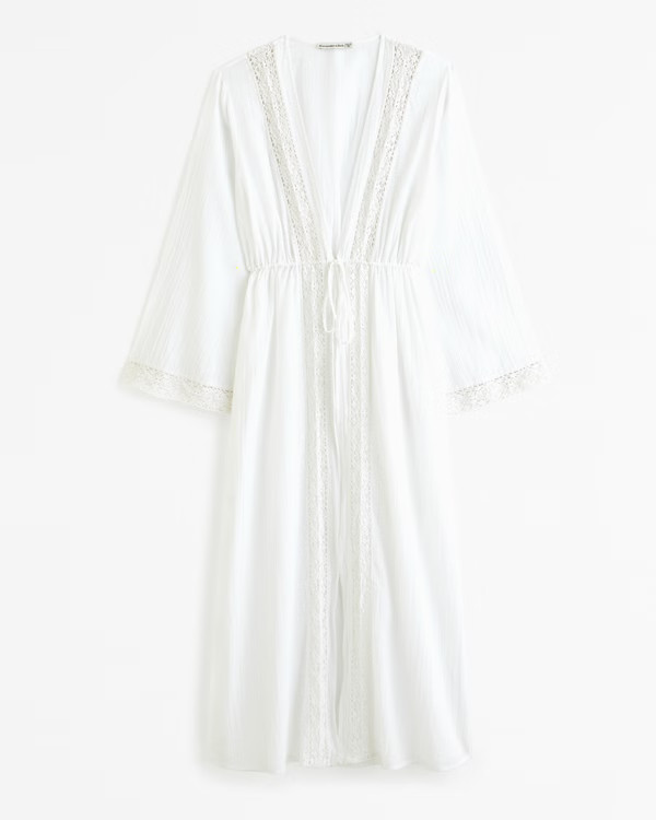 Women's Long-Sleeve Tie-Front Maxi Dress Coverup | Women's Swimwear | Abercrombie.com | Abercrombie & Fitch (US)