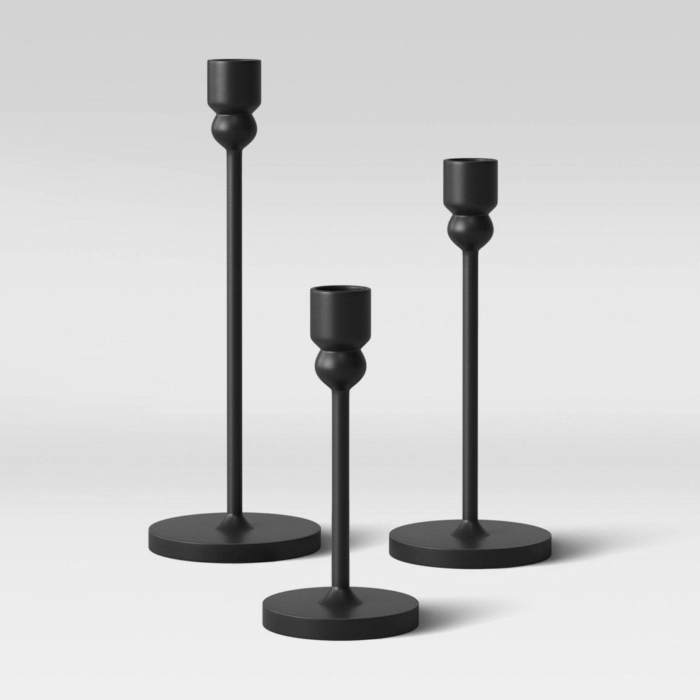 3pc Aluminum Tapered Candle Holder Black - Project 62 | Target